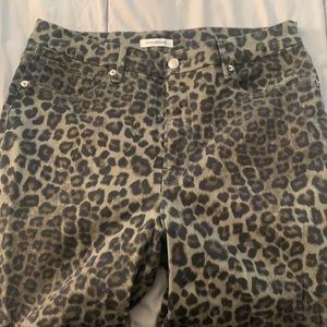 Good American Olive Leopard Skinny Jeans size 33